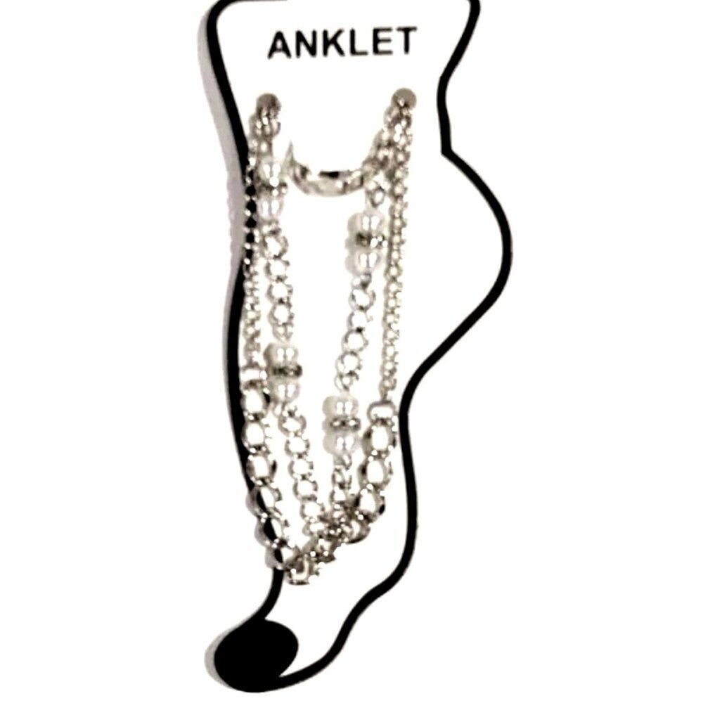 Silver-Tone Chain Anklet with Matching Toe Ring – Chic Layered Boho Jewelry Set
